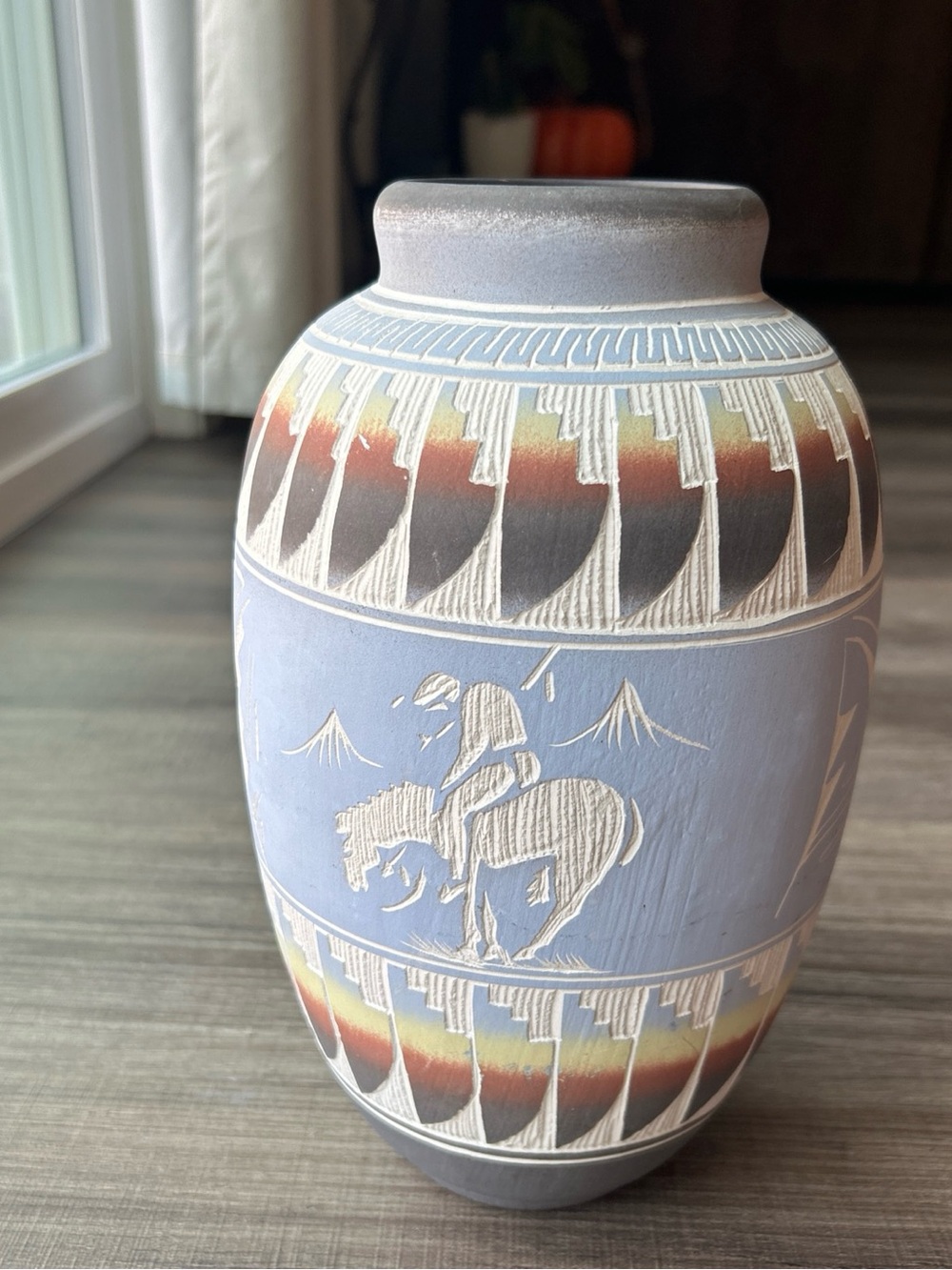 Tsosie Navajo Etched Pottery Signed Vase Southwestern